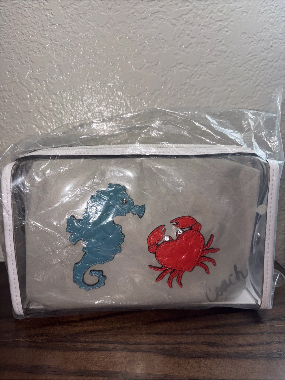 Coach Seahorse & Crab Clear Vinyl Cosmetic Bag